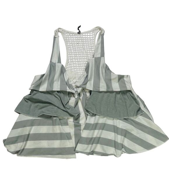 10/$25🦋 Aviva Gray & White Striped Open-Front Cardigan - Size Medium - Picture 6 of 11